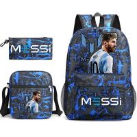 Mochila con estampado de estrella de fútbol Messi, mochila ligera y sencilla para estudiantes de secundaria, 3 piezas - details 1