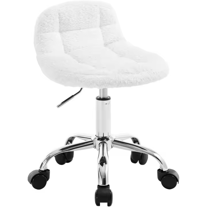 Taburete de Trabajo con Respaldo Bajo, Silla de Tocador con Altura Regulable Entre 43,5 y 55 cm, - 1