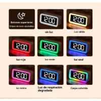 Despertador Digital de Cabeza con Luz Nocturna Dinámica RGB Doble Alarma, Regulador de Intensidad, Cargador USB Ideal para Adultos, Niños y Adolescentes - details 3