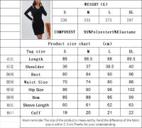 Vestido de temperamento de dos mangas largas para mujeres delgadas y sin hombros - details 0