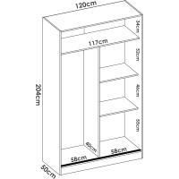 2 Puertas correderas, Natural Y Blanco Brillante, 120x204x50cm - details 10