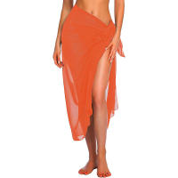 Falda larga y corta para mujer, traje de baño de Sarong, pareo de Bikini de verano, bufanda transparente - details 10