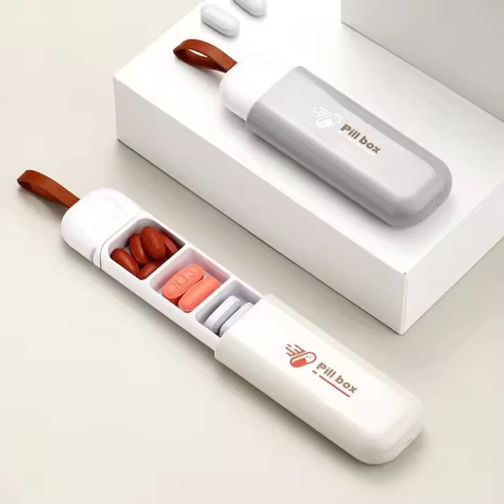 Caja De Medicamentos Portátil 2PCS Con Tres Compartimentos Para Viaje Y Automóvil Caja De Almacenamiento Moderna De Plástico ABS Para El Hogar - 1