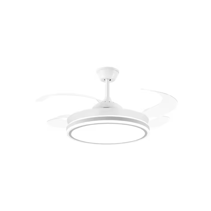 Disponible Ventilador de techo invisible con motor DC 6 velocidades Tecnología LED muy eficiente 72W Tres tonalidades, Mando a distancia con temporizador, Color e intensidad de luz regulables, Motor inverter verano/invierno ultra silencioso. - 1