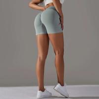 Crossover mujeres deporte gimnasio entrenamiento correr cintura alta Yoga Push Up cadera sin costuras Fiess Shorts - details 26
