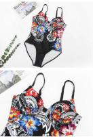 Trajes de baño de una pieza con estampado floral para mujer, traje de baño cerrado de talla grande, con elevador, para piscina y playa - details 9