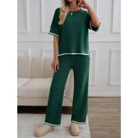 Ropa de mujer de moda 2025 primavera y verano temperamento casual de manga corta conjunto de pantalones de punto - details 43