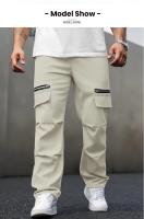 Pantalones Casuales de Talla Grande para Hombres Diseño de Bolsillo Falso con Cremallera Delantera - details 4