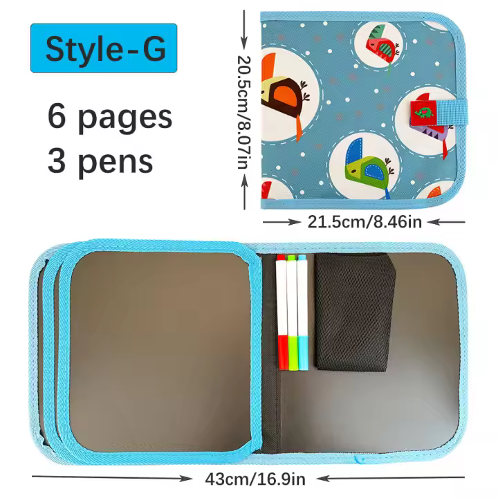 Pizarra borrable de 6 páginas para niños, tablero de dibujo y escritura, libros para colorear, juguetes educativos para niños, regalos - 1