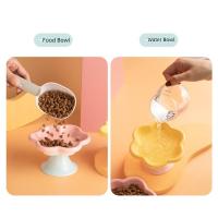 Cuenco de cerámica antivuelco para gatos, cuenco antideslizante antivómitos para mascotas, cuenco de pie alto, bonito con diseño de flores, alimentador para beber y comer para mascotas - details 3