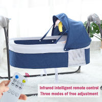 Cuna mecedora portátil para recién nacido, cuna automática, color rosa, azul y gris - details 10