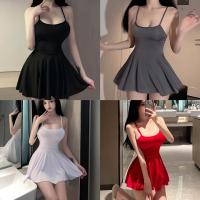 Vestido Mini de Lentejuelas de Moda para Mujeres Uniforme Suave, Sin Espalda, con Volantes, Perfecto para Clubes Nocturnos - details 3