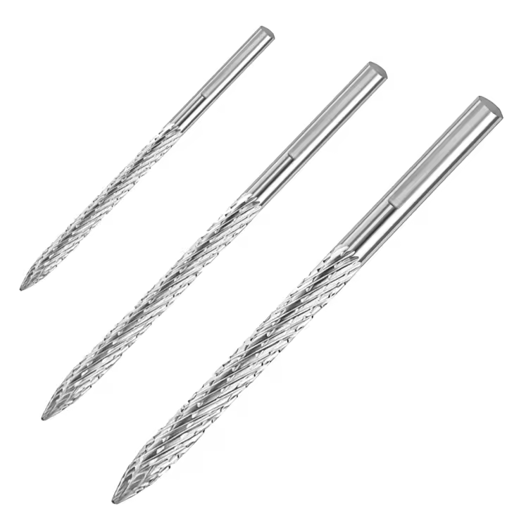 Broca de carburo para reparación de neumáticos, rebabas de varios tamaños, parches de neumáticos, cortadores de enchufes, cortador de alambre, taladro escariador, paquete de 3 - 1