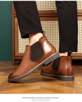 Botas de hombre Botas de cuero de estilo británico de gran tamaño Botas Chelsea de moda versátiles Botas cortas sin cordones de moda para hombre - details 5