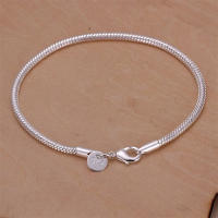 Silver color 3mm Snake chain bracelet Factory Fashion hot high quality jewelry charm lovely women ladies wedding - details 0