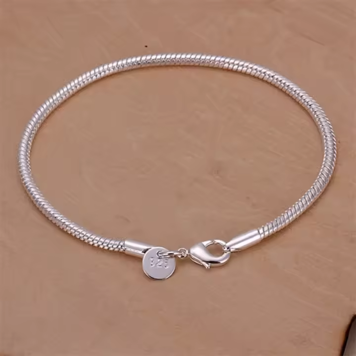 Pulsera de cadena de serpiente de 3mm de color plateado, joyería de alta calidad a la moda de fábrica, encanto encantador para mujer, boda - 1