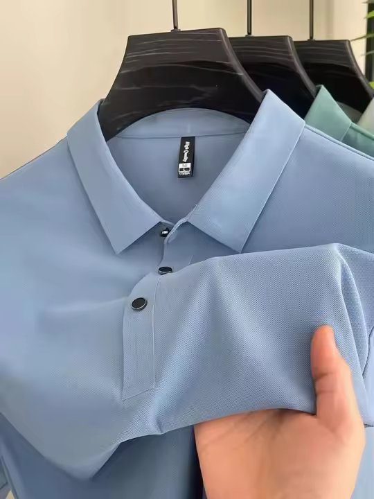 Nueva camiseta personalizada de verano de alta gama para hombre, Polo de marca de moda de negocios de manga corta de color sólido, cómodo y transpirable - 1