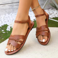 Sandalias planas informales tejidas nuevas elegantes de talla grande con espalda abierta para mujeres de verano - details 15