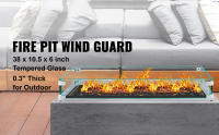 SucceBuy Protector contra el viento para fogatas, protector contra el viento de vidrio de 38 x 10,5 x 6 pulgadas, protector contra llamas de vidrio templado, protector de mesa contra incendios de 0,3" de espesor, pies estables para propano, gas, fogatas a - details 0