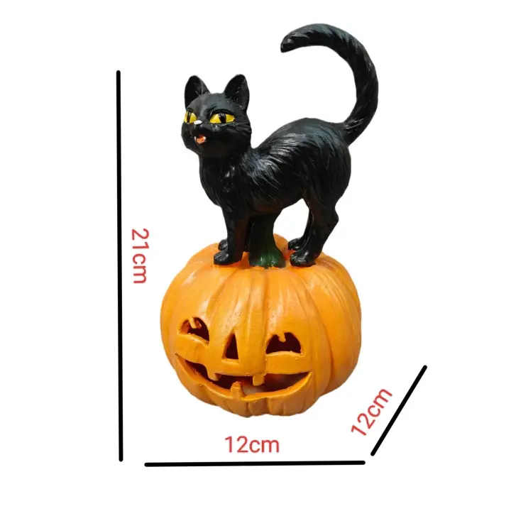 Tema calabaza gato negro adorno decorativo atmósfera escena creativa accesorios divertidos artesanías de resina - 1