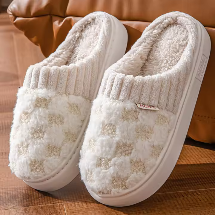 Interior y exterior hogar piso de madera otoño e invierno pantalones cálidos zapatillas de algodón. - 1