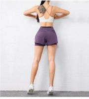 Pantalones cortos de yoga con bolsillos para deportes activos con cintura elástica y capa para correr de secado rápido para mujer - details 15