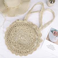 Bolso Redondo de la Paja Para Mujeres, Flores Grandes Durchb Raya Webart, Bandolera de Playa Ratán Para Estilo bohemio - details 0