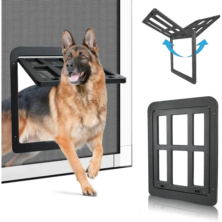 PETLESO Puerta para Perros para Mosquitera Fácil de Montar, Gateras para Gatos Puerta para Mascotas con Magnético y Bloqueable para Gatos/Perros (35 cm x 45,5 cm) - 1