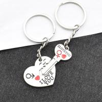 Llavero De Pareja Platinado Creativo Con Diseño De Corazón Y Llave Para Regalo De Boda Y Amoroso Accesorio De Moda - details 3
