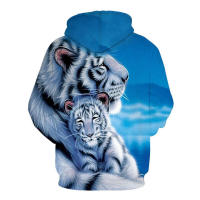 Sudadera con capucha informal para hombres y niños, con impresión digital 3D de tigre arcoíris, nueva - details 5