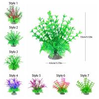 Microdecoración de paisajismo, plantas acuáticas de plástico, hierba falsa simulada creativa, algas marinas artificiales vívidas, juego de peces, 5 uds. - details 0