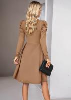 Elegante V-cuello Vestido para Mujer Color Sólido de Alta Calidad Estilo Retro Casual Moda Femenina - details 18