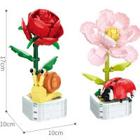 Juguete de bloques de construcción modelo de flores, ramo eterno, decoración creativa de plantas de escritorio para el hogar, juguetes educativos para niños, regalo de cumpleaños - details 11