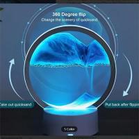 Lámpara LED de escritorio artística, luz de arena movediza artesanal, arena movediza de paisaje Natural 3D, luz nocturna de reloj de arena móvil regulable, alimentada por USB, 1 ud. - details 0
