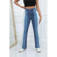 Vaqueros de cintura alta para mujer, contraste de color, elásticos, pantalones de moda coreana - details 5