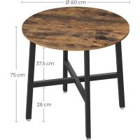 Mesa de Comedor Redonda Industrial 80x75cm Estilo Rústico Marrón Para Sala de Estar, Oficina - details 5