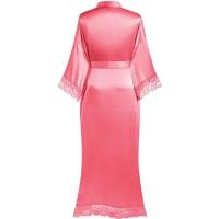 Vestido tipo kimono largo Sexy para mujer, bata de baño de encaje, lencería, camisón de seda helada, camisón de Color sólido, ropa de dormir de talla grande #   0701 - details 15