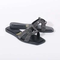 Y Sandalias de diamantes Moda Zapatillas de playa planas con punta abierta para mujer - details 7