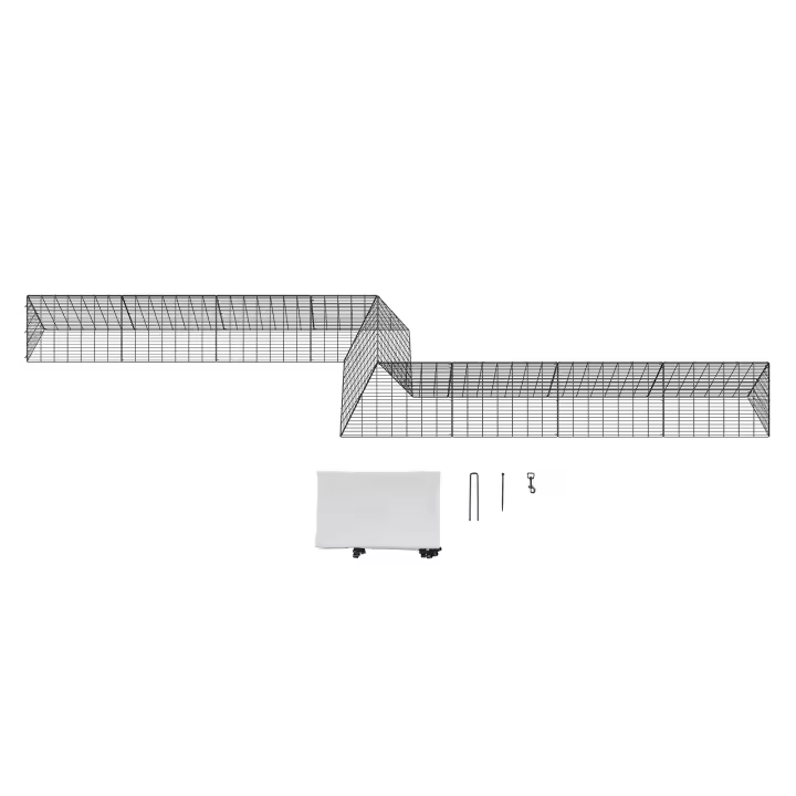 SucceBuy Túneles para pollos, 287 x 78,7 x 24,2 pulgadas (LxWxH), túneles portátiles para pollos al aire libre con marcos de esquina, 2 juegos, ideal para pollos, patos, conejos, material de PVC duradero, verde - 1