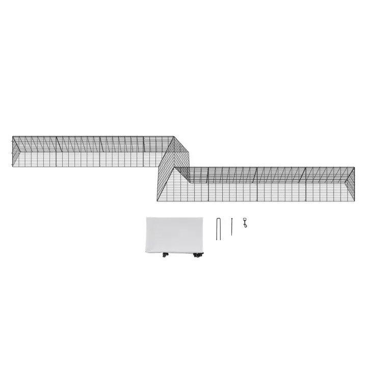 SucceBuy Túneles para pollos, 287 x 78,7 x 24,2 pulgadas (LxWxH), túneles portátiles para pollos al aire libre con marcos de esquina, 2 juegos, ideal para pollos, patos, conejos, material de PVC duradero, verde - 1