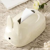 Caja de pañuelos de conejo de estilo cremoso creativo, dispensador de toallas de papel decorativo de gran capacidad, plástico con resortes, soporte de papel para oficina - details 2