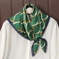 Bufanda cuadrada de seda a cuadros para mujer, banda de satén para el pelo, suave para el trabajo, Hijab, Foulard para la cabeza, 2021 - details 5