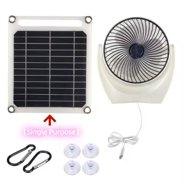 Panel Solar portátil multiusos para exteriores, ventilador alimentado por energía Solar, cargador Solar inteligente de 6W, ahorro de energía - 1