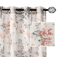Cortinas de dormitorio, salón de Lino, Visillo Translúcido con Ojales, 2 Piezas - details 7