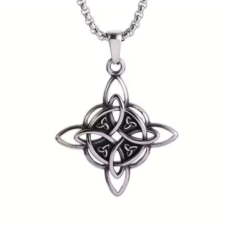 Collar de acero inoxidable para hombres y mujeres, 1 pieza de moda, moderno, colgante de nudo de bruja, regalo del Día de la Madre - 1