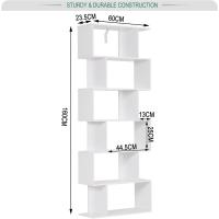 Estantería de Libros 6 Compartimentos de Almacenamiento de Pared Blanco MDF 60x23,5x160cm - details 2