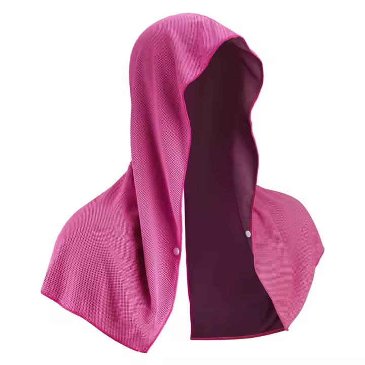 Toalla refrescante con capucha, toallas de refrigeración para cuello y cara, para Sauna, Yoga, Camping, entrenamiento, rosa roja - 1