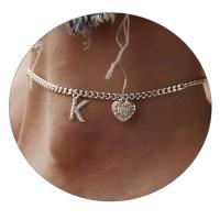 Pulsera de Tobillo de Acero Inoxidable con Letra de Cristal Color Plata - details 11