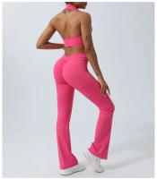 Conjunto de Yoga para Mujer Nuevo Traje Deportivo y Fitness con Sujetador de Cuello Colgante y Pantalones de Yoga Levantados 2 Piezas en Nylon para Primavera/Verano - details 8