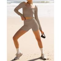 BUNO-Conjunto de ropa de estar por casa para mujer, tops ajustados de manga larga y pantalones cortos de motorista, 2 piezas, verano, 2025 - details 38